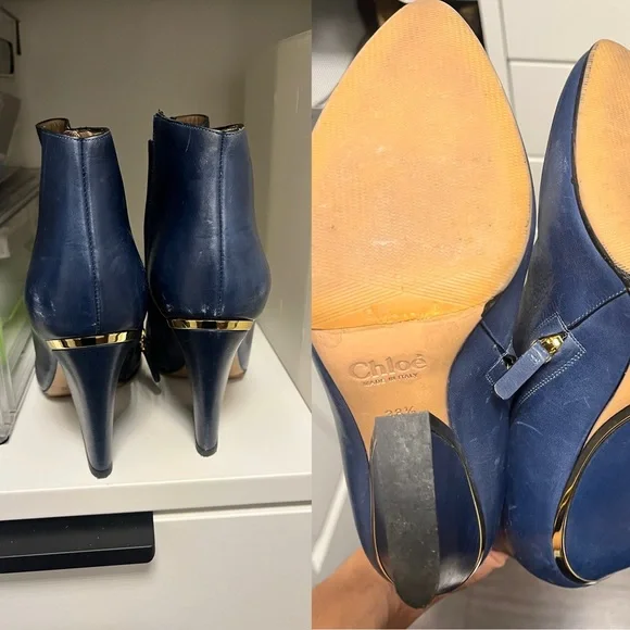 Chloe Beckie Blue Ankle Boots - Picture 3 of 5